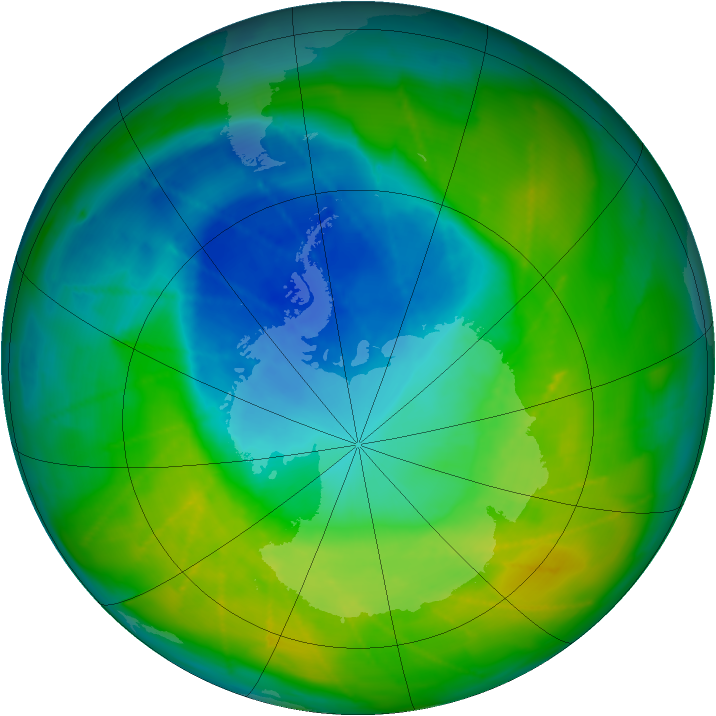 Antarctic ozone map for 26 November 2009